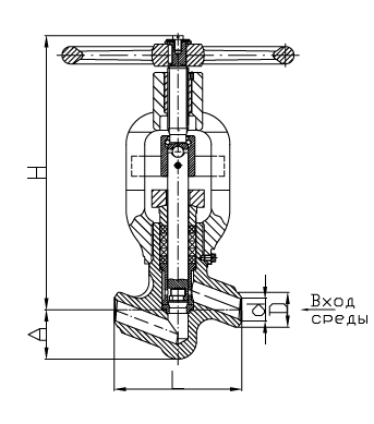 Клапан запорный с маховиком Ду 32-65 мм