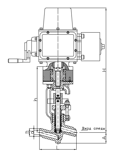 Клапан запорный с электроприводом ЭП-3-100 Ду 20 мм