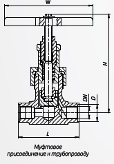 Клапан запорный PN63, 160 присоединение муфтовое